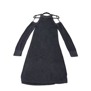 Rag & Bone Jean Womens Ribbed Knit Dana Cold Shoulder Sweater Dress Black Medium